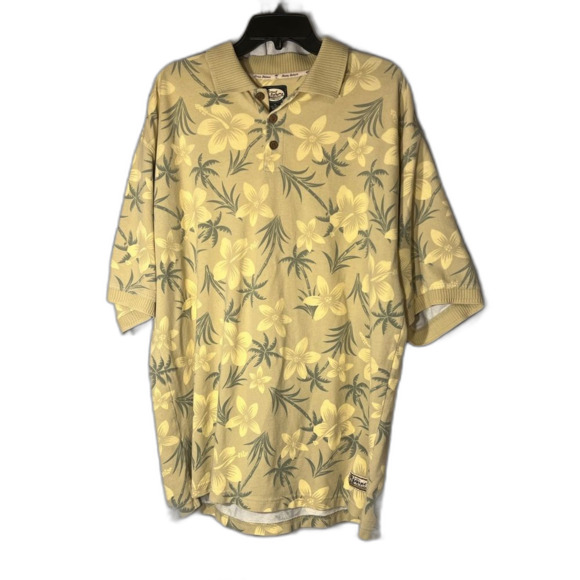 Tommy Bahama Hawaiian polo short sleeve yellow size XL - Picture 1 of 4